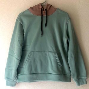 Green Jacket with Brown Hoodie